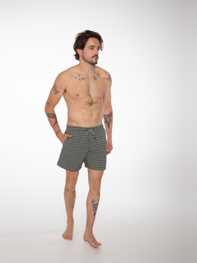 SHARIF Striped short swim shorts