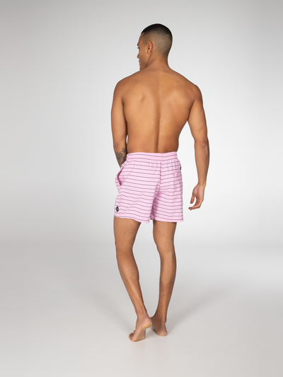 SHARIF Striped short swim shorts