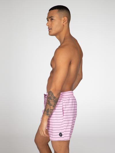 SHARIF Striped short swim shorts