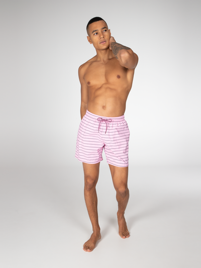SHARIF Striped short swim shorts