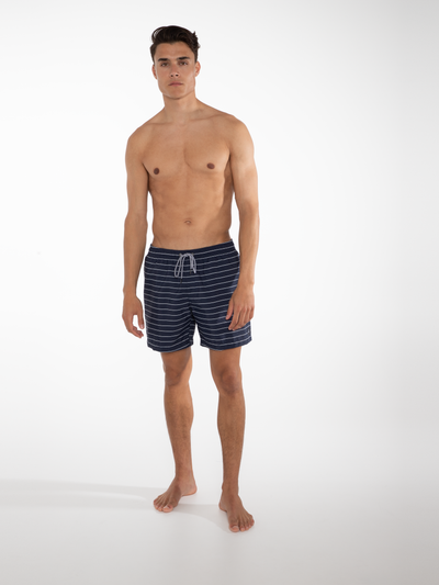 SHARIF Striped short swim shorts