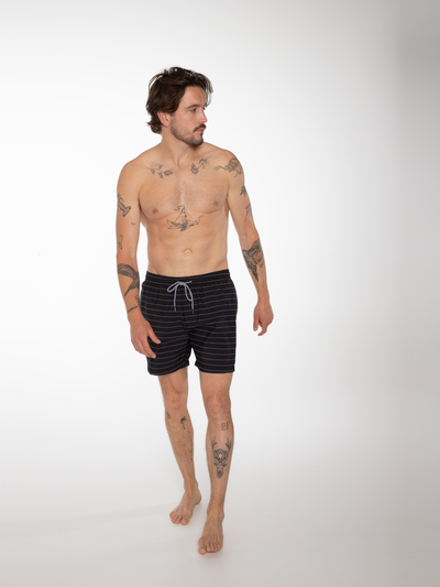 SHARIF Striped short swim shorts