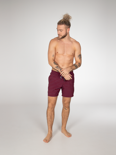 SHARIF Striped short swim shorts