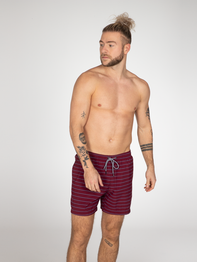 SHARIF Striped short swim shorts