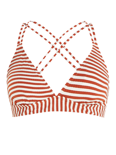 MIXMAKARA Striped triangle bikini top