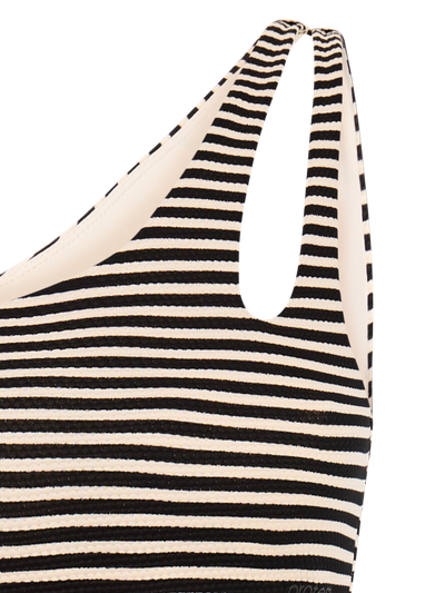 MIXMarlee Striped one shoulder bandeau bikini top