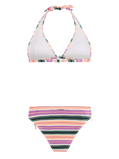 PRTAdmirer Striped halter neck bikini set