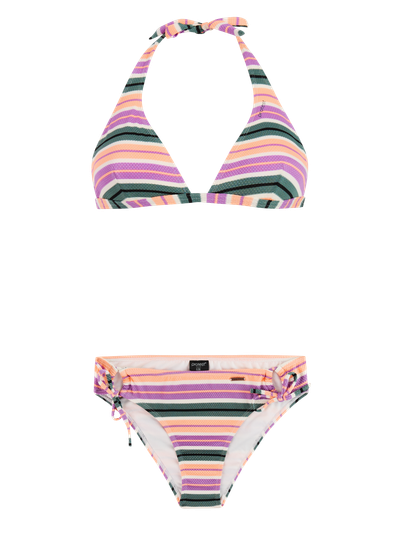 PRTAdmirer Striped halter neck bikini set