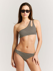 MIXMarlee Striped one shoulder bandeau bikini top